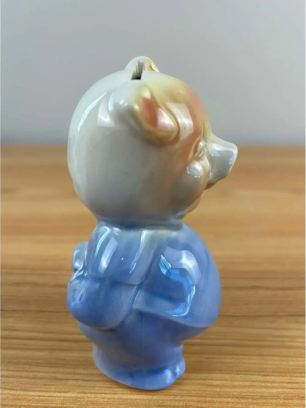 Royal Copley Art Pottery Blue Figural Piggy Bank- 1940-50s